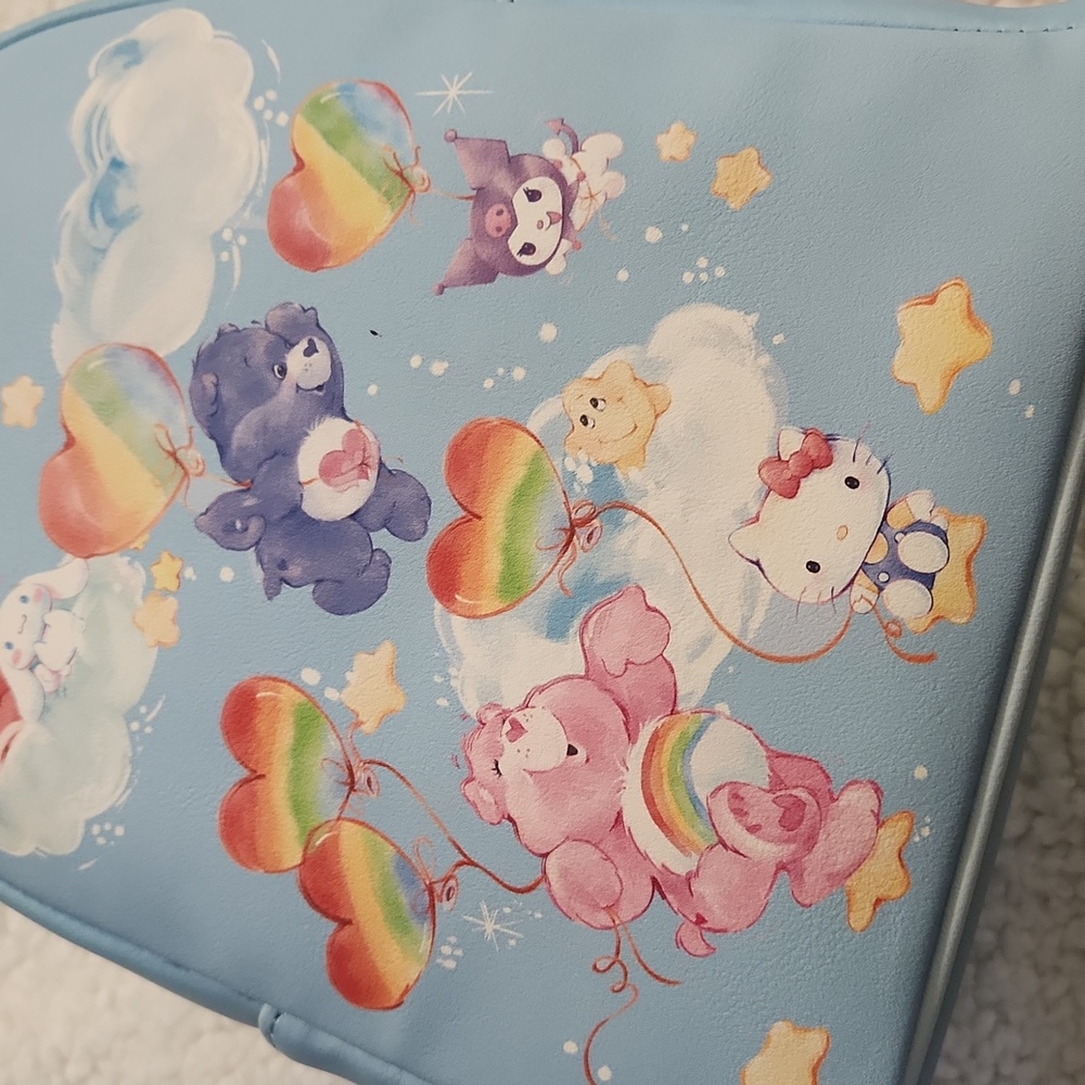 LOUNGEFLY CARE BEAR X HELLO KITTY BACKPACK WALLET AND KEYCHAIN BUNDLE NWT - Picture 2 of 8